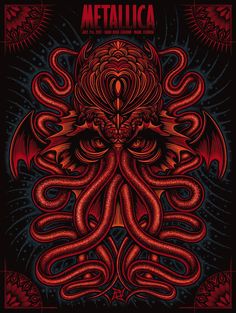 metallicica poster with an octopus in the center and tentacles on it's face