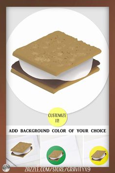 an advertisement for some kind of cake with different toppings on it, and the words customize 11 add background color of your choice