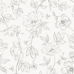 black and white floral wallpaper with flowers