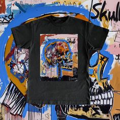 Jean-Michel Basquiat T Shirt - American Graffiti Artist 1980s Tee High Quality Art Shipping: 1-4 Days  Fabric: Medium weight (5.3 oz/yd² or 180 g/m 100% cotton Comfort: Classic fit with a crew neckline for a relaxed, versatile wear Label: Tear-away for a scratch-free experience Ethical Sourcing: Made from 100% US cotton, ethically grown and harvested American Graffiti, Jean Michel Basquiat, Jean Michel, Graffiti Artist, American Shirts, Shirt Price, Clothing Brand, Graffiti, Bathing Beauties