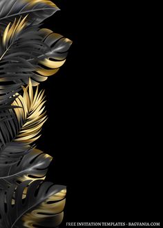 black and gold leaves on a black background