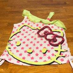 Bright Hello Kitty Tank Top Size M 7/8 Worn Once In Excellent Condition Looks Brand New Washed Delicate Cycle Hung To Dry Perfect For Summer Time Hello Kitty Tank Top, Hello Kitty Shirts, Cat Tanks, Cat Shirts, Girl Top, Pink Yellow, Summer Time, Kids Shirts, Shirts Tops