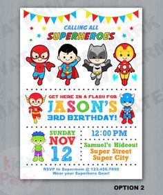 a birthday card with superheros on it