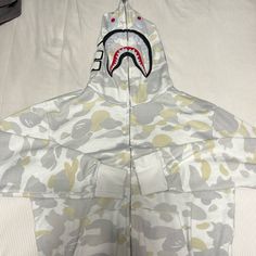 Worn Once To School And Washed Once Bape Jacket, Colorful Hoodies, Full Zip Hoodie, Zip Hoodie, Shirt Jacket, Camo, Mens Jackets, Color White, Jackets & Coats