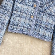 Fabric: other Style: commuting Size: m, l Color: Blue size M: Total length 48 bust 96 sleeve length 56 50: Total length 49 bust 100 sleeve length 57 Tweed Coat, Long Coat, Autumn And Winter, Denim Button Up, Coats For Women, Button Up Shirts, Full Length, Color Blue, Fragrance