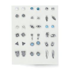 Mix, match and add an edge to your look with No Boundaries' 18-Pack of Earrings. A cool blend of arrows, feathers, evil eyes and turquoise-colored beads make this multi-pack an easy add to your accessories collection. Wear a matching set together or switch it up and wear two different designs for a fun change of pace. Only at Walmart. Size: one size.  Color: Blue.  Gender: female.  Age Group: adult. Evil Eyes, Accessories Collection, Blue Gender, Turquoise Color, No Boundaries, How To Make Beads, Mix Match, Evil Eye, Boundaries