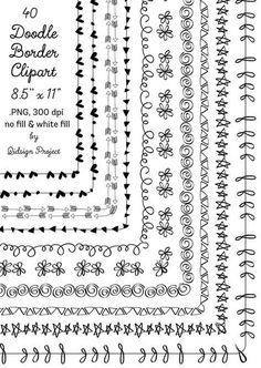 a set of hand drawn doodle borders and dividers, each with different designs