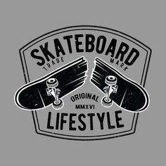 Design available on t-shirts, hoodies, sweatshirts, throw pillows and accessories. Biker Logo Design, Painted Skateboard, Mechanics Logo, Biker Logo, Kids Embroidery, Skateboard Logo, Skate And Destroy, Woodworking Logo, Skateboard Design