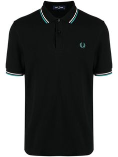 black/white/teal blue cotton embroidered logo at the chest striped edge polo collar front button placket short sleeves straight hem Polo Collar, Button Placket, Teal Blue, Black Shirt, Polo Shirt, Short Sleeves, Mens Shirts, Black White, Black And White