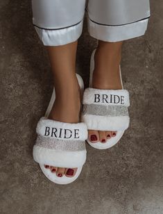 Wedding Slippers, Bride Custom Slippers, Bride Fluffy Rhinestone Slippers, Getting ready slippers, Ivory Rhinestone Bridal slippers-rhin,bol 🌟About🌟 These  Customized slippers are perfect gifts for the bride and bridesmaids.  You can personalize it with an initial, name or wedding role.  Sizes: S, M, L S -  5.5-6 (36-37) M -  7-8 (38-39) L- 8.5-9  (40-41) For bathrobes : https://www.etsy.com/listing/1384273460/bridesmaid-cozy-terry-spa-bathrobes?click_key=661d8cdd66e765b9dbf2a4be05238e3f9b151b