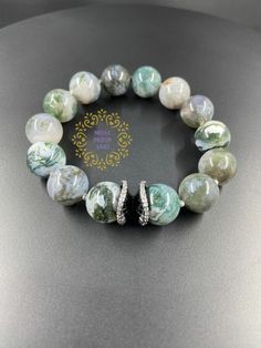 This beaded bracelet is made with genuine smooth moss agate beads! Agate Beads, Moss Agate, Bracelet Making, Beaded Bracelet, Cubic Zirconia, Agate, Beaded Bracelets, Bracelet, Beads