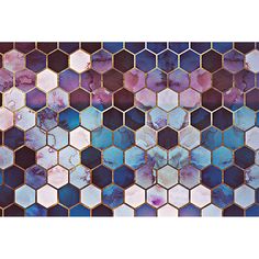 an image of a tile pattern that looks like hexagonal tiles with blue and purple colors