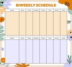 a printable weekly planner with flowers and leaves on the side, including an orange flower