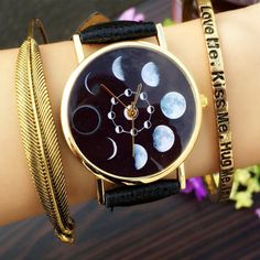 Cute harajuku cool watch Space Watch, Moon Watch, Cute Watches, Unique Watches, Total Eclipse, Watches Women, Watches Unique, Stylish Watches, Women Watches