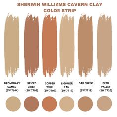 the different shades of brown and beige are shown in this color swat list for sheryl williams