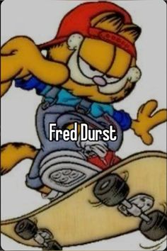 a cartoon character riding a skateboard with the caption, free dust