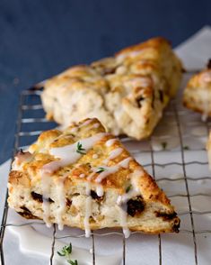 scones with cheese and herbs on a cooling rack