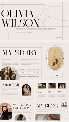 an image of a website page with many different images and text, including the words'my story '