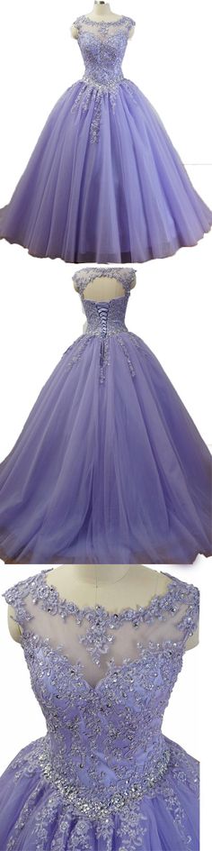 Lavender Ball Gown For Quinceanera, Purple Tulle Ball Gown For Quinceanera, Purple Princess Quinceanera Dress For Prom Season, Purple Gown For Sweet 16 And Prom Season, Lavender Tulle Ball Gown For Quinceanera, Purple Quinceanera Dress For Prom Season, Purple Lace Gown For Debutante Ball, Purple Floor-length Quinceanera Dress For Prom, Lace Quinceanera Dress For Sweet 16 During Prom Season