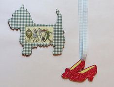 an ornament shaped like a dog and shoe