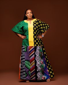 Multi-patched Ankara/Adire butterfly sleeves Kaftan Ankara Patchwork Dress, Ankara Patches Gown Styles, Ankara Kaftan Styles, Adire Cloth, Ankara Blouse, Kaftan Styles, Ankara Long Gown Styles, African Princess, Kaftan Designs