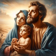 a painting of jesus holding a baby in his arms