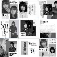 an image of magazine covers with women's fashions and men's hairstyles