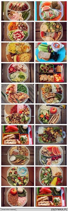 many pictures of different types of food in plastic containers