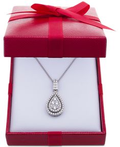 Macy's Diamond Pavé Teardrop 18" Pendant Necklace (1 ct. t.w.) in 14k White Gold & Reviews - Necklaces - Jewelry & Watches - Macy's Fine Jewelry White Gold Drop Necklace For Anniversary, Elegant Teardrop Diamond Necklace For Gift, Elegant Teardrop Diamond Necklace Gift, Classic Teardrop Drop Necklace For Anniversary, Classic Brilliant Cut Drop Necklace For Formal Occasions, Classic Formal Drop Necklace With Diamond Cut, Classic Teardrop Brilliant Cut Jewelry, Classic Round Drop Necklace For Formal Occasions, Formal Teardrop Diamond Cut Necklace