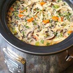 a close up of a pot filled with food