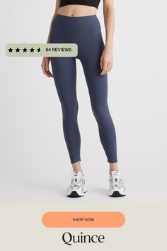 Perfect for yoga, low-impact exercises, and all-day wear, these are the luxe leggings you need in your life. Our Ultra-Form fabric is buttery soft with 4-way stretch and features quick-dry, moisture-wicking, and anti-microbial technology. These leggings are sure to become your favorite pair that you reach for over and over again.  | Quince | Women's Ultra-Form High-Rise Legging in Blue Fog, Size XL, Nylon/Spandex Blue Fog, Fog Blue, Lululemon Yoga, Black Plum, Performance Leggings, Low Impact Workout, Beyond Yoga, High Rise Leggings, Quince