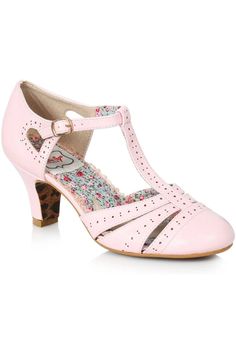 Bettie Paige Maisie Vintage Pump | Pink Faux Leather-Bettie Page by Ellie-SEXYSHOES.COM Bettie Page Shoes, Vintage Inspired Shoes, Vintage Pumps, Ellie Shoes, Dressy Shoes, T Strap Heels, Heels Online, Bettie Page, Pink Pumps