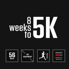 there is a black and white poster with the words six weeks to 5k on it