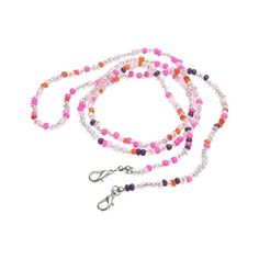 Uxcell 30" Beaded Eyeglass Chain Sunglasses Strap Holder Eyewear Retainer Chain, Pink Made of durable glass bead material, lightweight and high hardness. The beads are evenly arranged and are threaded through by a sturdy string and keep a good gap, so it does not break easily and can be used for a long time. The eyewear retainer chain provides fixed functions that keep the glasses around your neck and you can put down the glasses on your neck when you are eye want to rest, no need to find a eyeg Beaded Glasses Chains With Round Beads, Adjustable Chain Glass Beaded Necklaces For Jewelry Making, Beaded Clear Glass Glasses Chains, Clear Beaded Glass Glasses Chains, Trendy Glasses Chains With Colorful Round Beads, Colorful Glass Bead Necklaces, Glass Beaded Necklaces With Round Beads, Trendy Pink Glass Glasses Chains, Fashion Accessory Glass Beaded Necklaces