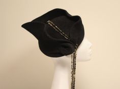 Chichi  Black  Gold by AndTheyLovedHats on Etsy Elegant Black Costume Hat, Elegant Black Hat For Costume, Elegant Black Ceremonial Costume Hats And Headpieces, Elegant Black High Crown Felt Hat, Handmade Black Felt Hat For Winter, Elegant Wide Brim Costume Hat, Elegant Handmade Felt Hat With Short Brim, Ceremonial Black Handmade Hats, Ceremonial Handmade Black Hat