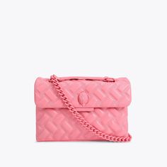 The Kensington Drench Purse is crafted from a soft lambskin leather with signature parquet padded overstitch quilt with three rows of weave pattern. The pink metal Eagle head is in a plain drench style.17cm (H), 26cm (L), 8cm (D)Strap drop cross body: 111cmStrap drop shoulder: 64cmPink metal chain strap with two padded leather insertsDuo magnetic snap closure hidden under flapSilver foil embossed logo on the backCan fit phones up to 7 inchesTwo interior compartments with small internal lining po Purse Closet, Purse Ideas, London Kensington, Micro Bags, Handbag Essentials, Girly Bags, Weave Pattern, Eagle Head, Pretty Bags