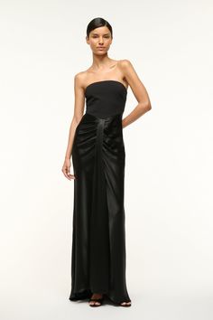 BLACK Selling Clothes, Satin Skirt, Strapless Bra, Chic Dress, Lower Back, Black Satin, Evening Gown, Black Tie, Dress Black