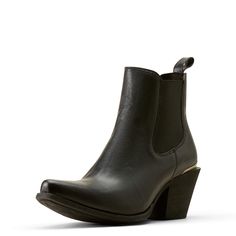 A fun, fashion-forward update to the iconic Chelsea boot. This pull-on pair has a pointed Western toe, danceable heel, and those stretchy side panels that make the original design such a hit. Neutral to bold, there's a style for everyone. Bradley Western Boot | Product Features : 0 : ATS® technology provides ergonomic support on uneven terrain, 1 : Duratread™ sole provides maximum wear resistance, 2 : Elastic twin gore, 3 : Ariat is including you in its dedication to environmental stewardship. B Ariat Boots Women's, Wrangler Clothing, Mens Socks Fashion, Ariat Boots, New West, Black B, Western Boot, Chelsea Boot, Womens Fashion Trends