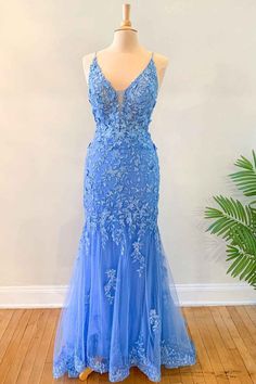 Floral Lace Prom Dress, Prom Dresses Long Lace, Prom 2024, Floral Prom Dresses, Long Formal Dress, Teen Outfits, Prom Ideas, Lace Prom Dress, Blue Tulle