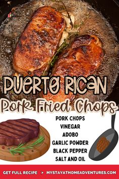 the flyer for puerto rican pork fried chops