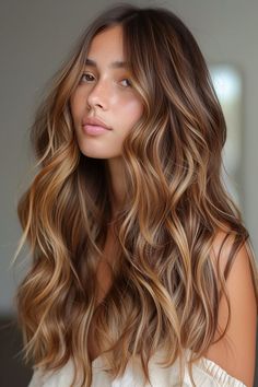 dark balayage hair color Hair With Waves Long, Sun Kissed Hair Balayage, Long Bronze Hair, Honey Gold Brown Hair, Bronze Balayage Brunettes, Honey Golden Blonde Hair Caramel Balayage Dark Brown, 2024 Spring Hair Color, Boho Waves Hair, Golden Balayage Brunettes