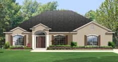 this is an artist's rendering of the front elevation of these homeplans