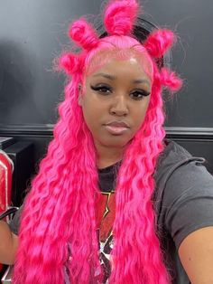 Pink Deepwave Wig, Pink Wet And Wavy Hair, Hot Pink Frontal Wig, Pink Barbie Hair, Pink Weave Black Women, Pink Frontal Wig Hairstyles, Pink Deep Wave Wig, 613 Hairstyles, Pink Wig Styles