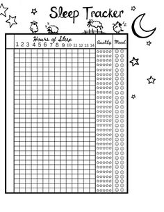 a printable sleep tracker with stars and moon