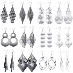 PRICES MAY VARY. Eye Catching Appearance: the long statement earrings are designed with bohemian style, 12 different styles are offered to you (styles as pictures shown), can match your different styles of clothes and hairstyles, make you look charming and elegant; Each is a different style, satisfy ladies different everyday dress up demands; Different women dangle earrings have different charm Comfortable to Wear: each vintage dangle statement earring is made of quality alloy, long lasting and Vintage Statement Earrings, Long Statement Earrings, Alloy Earrings, Earrings Bohemian, Drop Dangle Earrings, Bohemian Earrings, Trendy Gift, Pendant Design, Metal Earrings