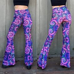 Brand New Suede Velvet Bell Bottoms. The Amazing Vibrant Licensed Artwork Is Printed On Suede-Like Velvet. This Is An Original Tie-Dye Print With Very Vibrant Colors. The Fabric Is A Heavier Weight Stretch Velvet, Perfect For Colder Weather. Made By Warrior Within Designs In San Francisco. Fit: True To Size. Aprox Inseam Inches: Xs: 31.5 Small: 32.5 Medium: 33 Large: 34 Xl: 35 Fitted Multicolor Bottoms For Summer, High Waist Fitted Bottoms For Festival, Casual Fitted Bottoms For Festival, Fitted Flare Bottoms For Festival, Fitted Full-length Bottoms For Festivals, Fitted Purple Hip-length Bottoms, Fitted Multicolor Pants For Beach, Fitted Multicolor Pants For The Beach, Spring Hippie Fitted Pants