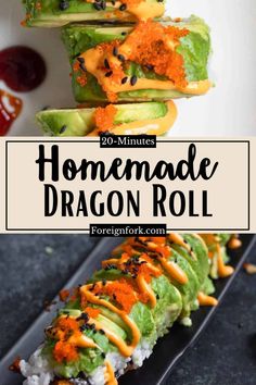 this homemade dragon roll recipe is so easy to make and it's the perfect appetizer for halloween