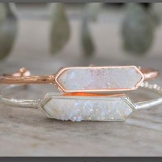 Made With White Druzy That Is Iridescent In The Sunlight. Bracelets Silver Plated, And Are Approximately 6.75-7. Bracelets Silver, Silver Bangle Bracelets, Dream Jewelry, Bracelet Silver, Silver Bracelets, Bangle Bracelet, Womens Jewelry Bracelets, Druzy, Silver Color