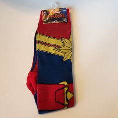 Tall Socks, Never Wore. Tall Socks, Captain Marvel, Red Blue, Red And Blue, Color Blue, Marvel, Socks, Customer Support, Fast Delivery