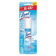 a tube of lysol mouthwash with water on it's side and an empty